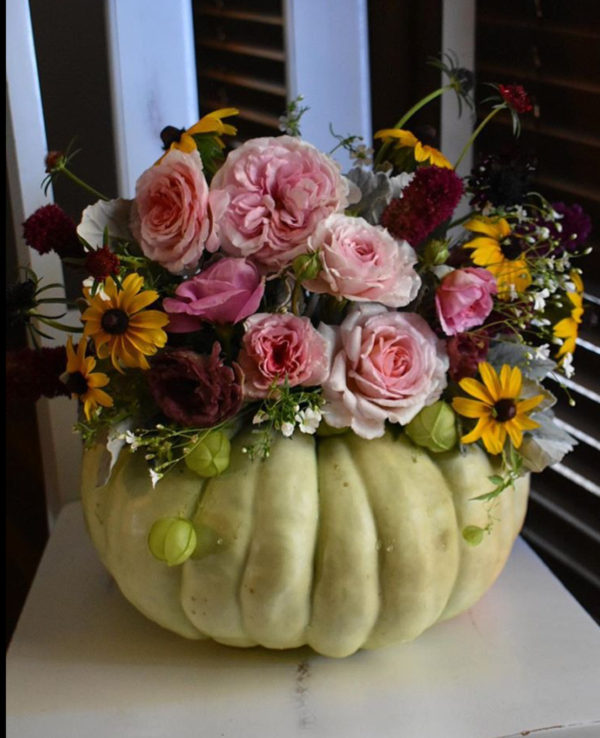 Large Fresh Flower Pumpkin Centerpiece